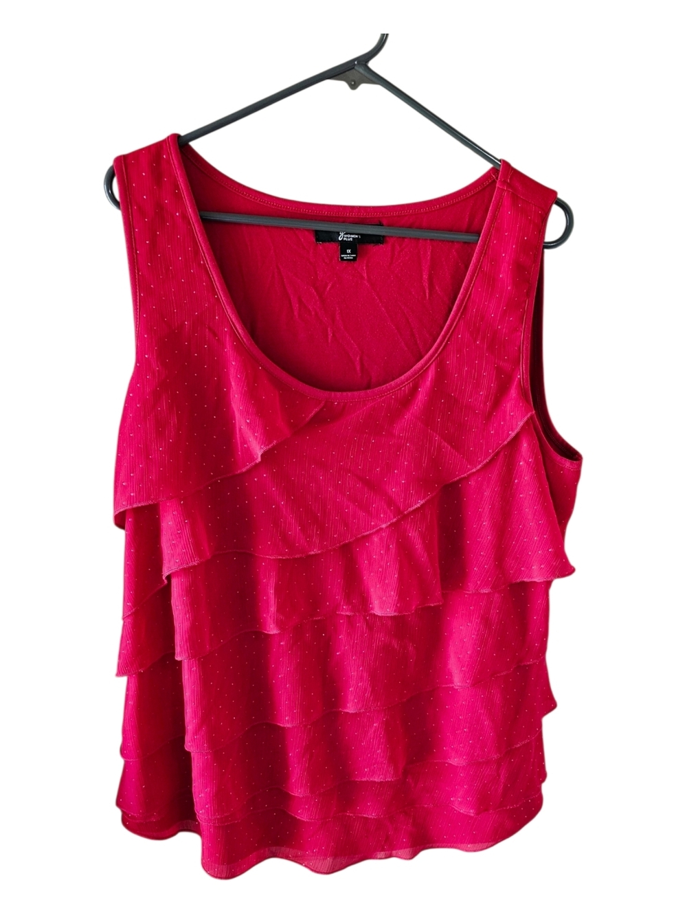 Just My Size Pink Tiered Ruffle Sleeveless Tank Top Size 1X